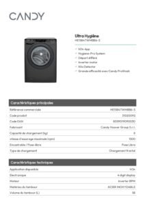 Image de Lave-linge hublot CANDY HE1584TWMBB6 5